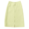 Chanel Wool Tweed Skirt Gold Button Zip