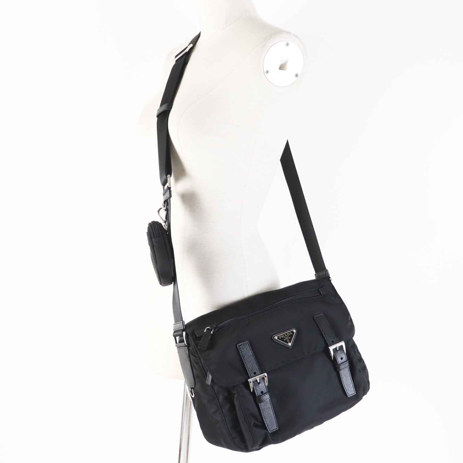 Prada Nylon Shoulder Bag 1BD953 Black