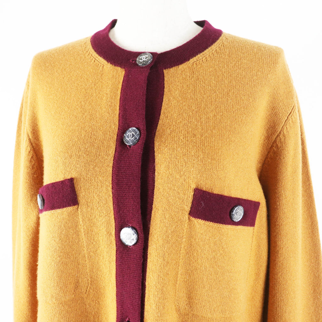 Chanel Cashmere COCO Button Bicolor Knit Cardigan
