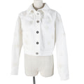 Chanel Cotton COCO Mark Button Camellia Embossed Cropped Denim Jacket