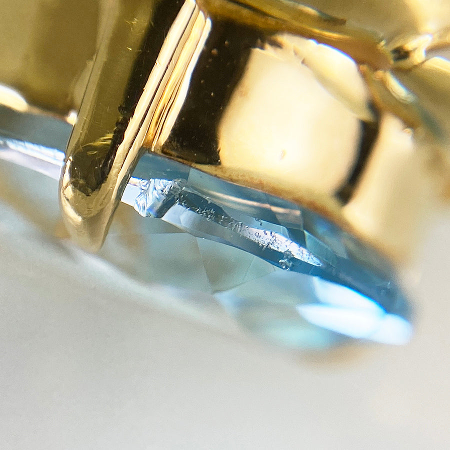 Ring Yellow gold Platinum Blue Topaz