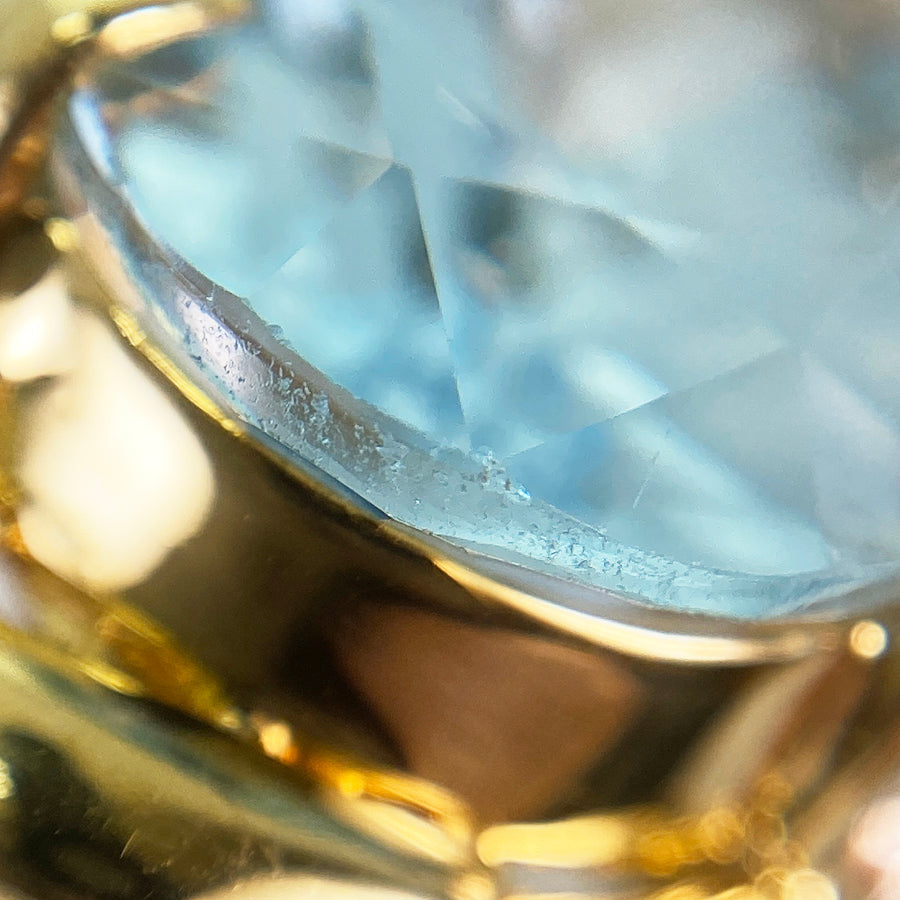 Ring Yellow gold Platinum Blue Topaz