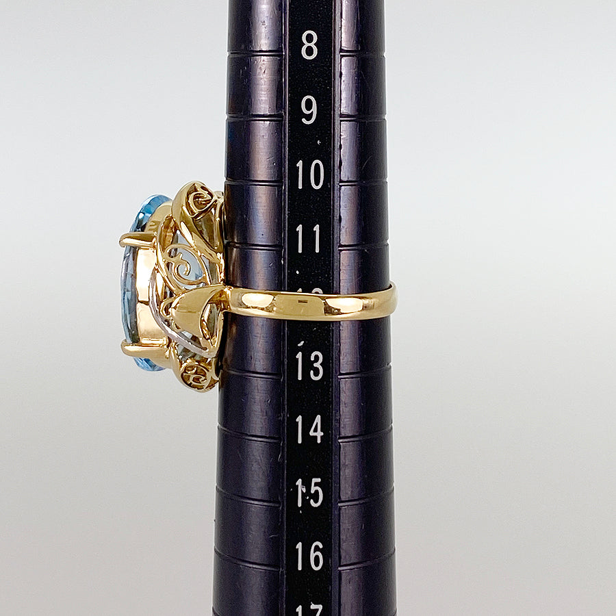 Ring Yellow gold Platinum Blue Topaz