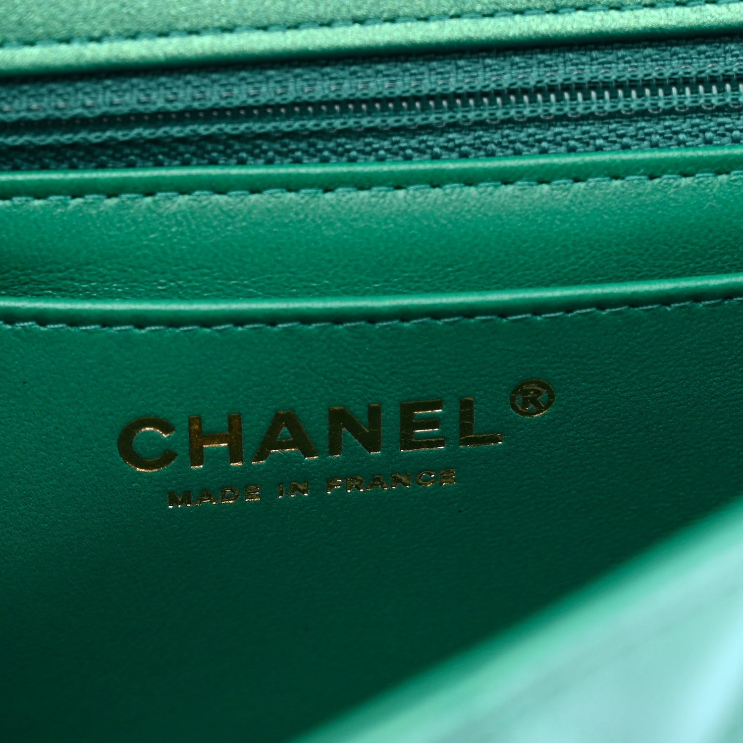 Iridescent Lambskin Quilted Mini Rectangular Flap Green