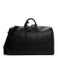 Piuma Calfskin Jumbo GG Embossed Large Duffle Bag Black