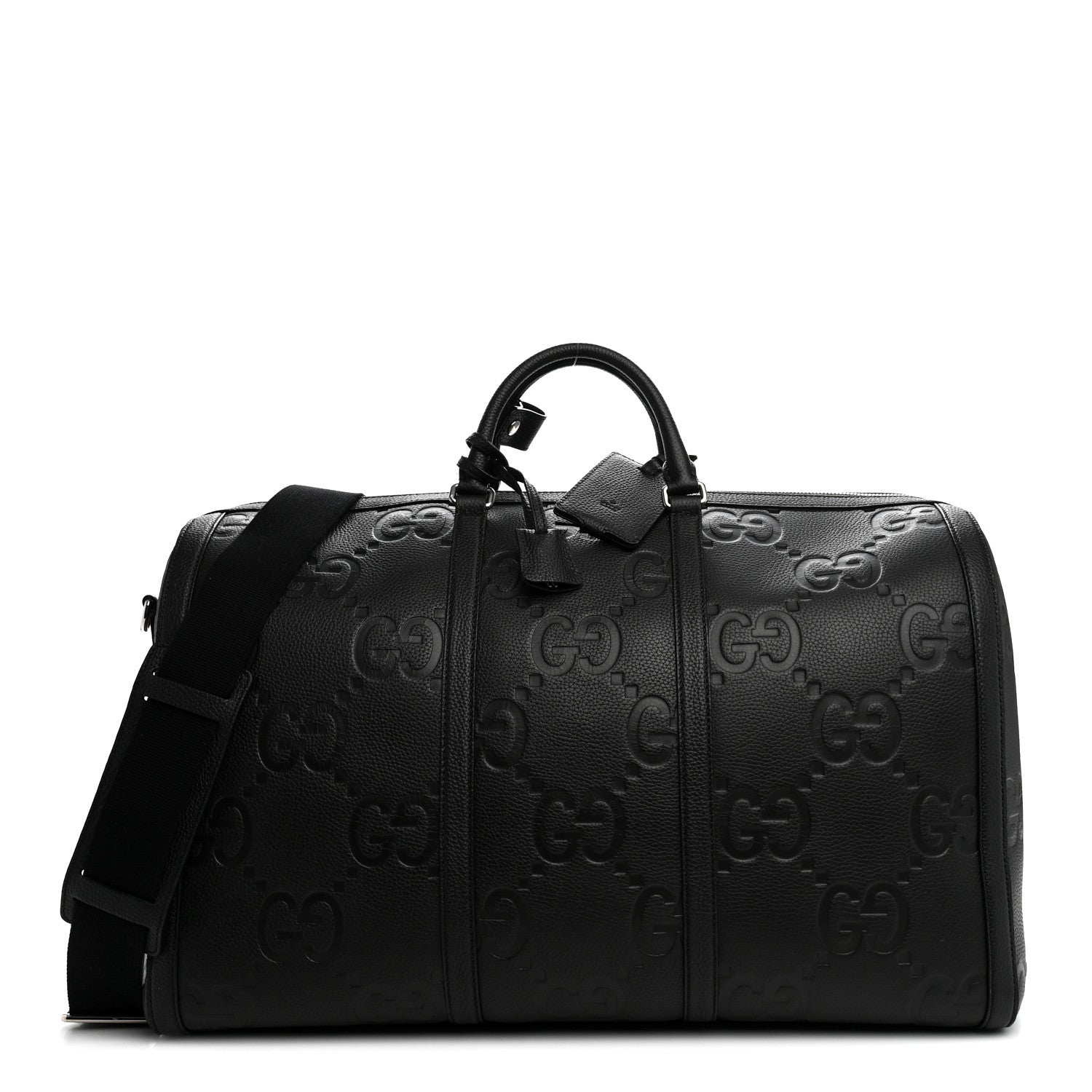 Piuma Calfskin Jumbo GG Embossed Large Duffle Bag Black