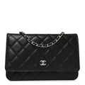 Lambskin Quilted Wallet On Chain WOC Black