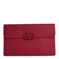 Grainy Calfskin Large Vlogo Clutch Raspberry
