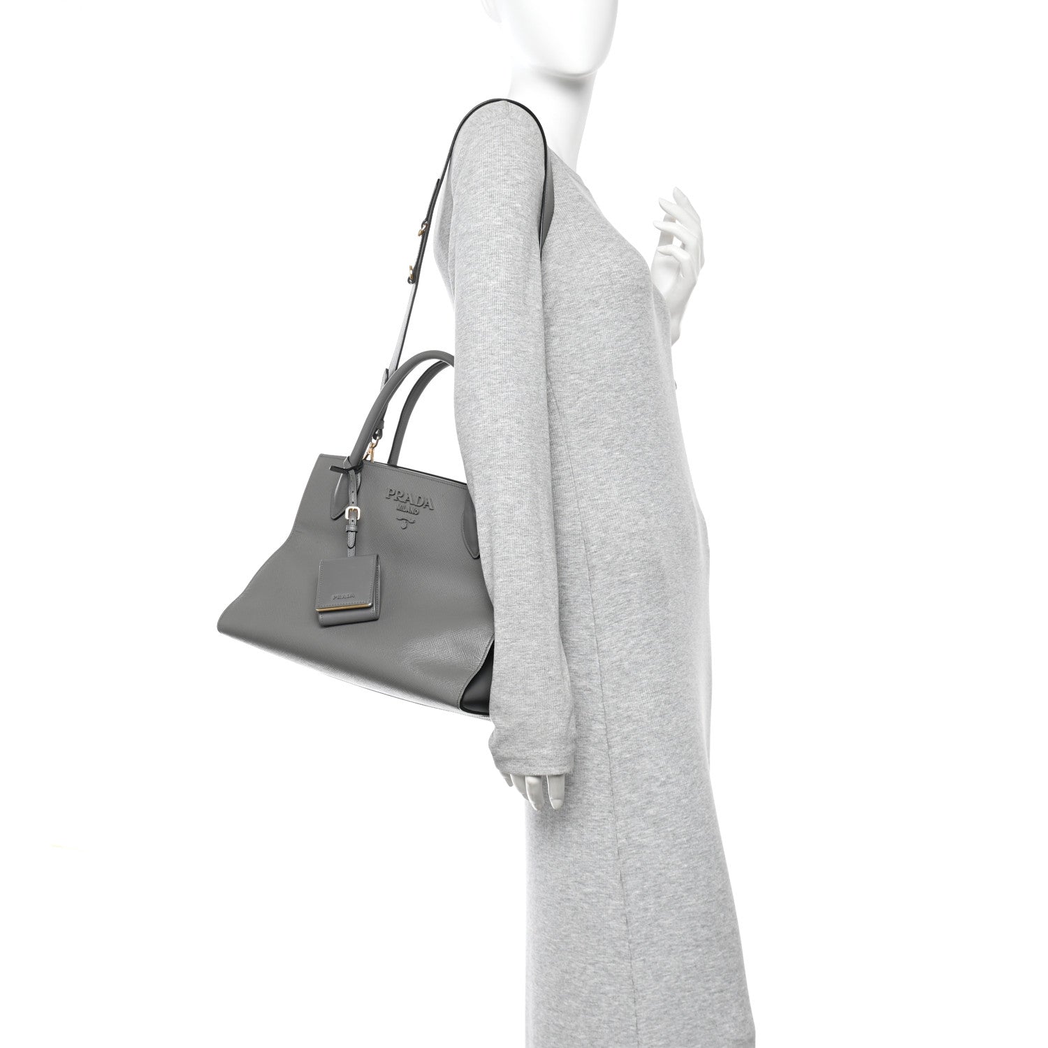 Saffiano Cuir Calfskin Medium Monochrome Top Handle Tote Ardesia
