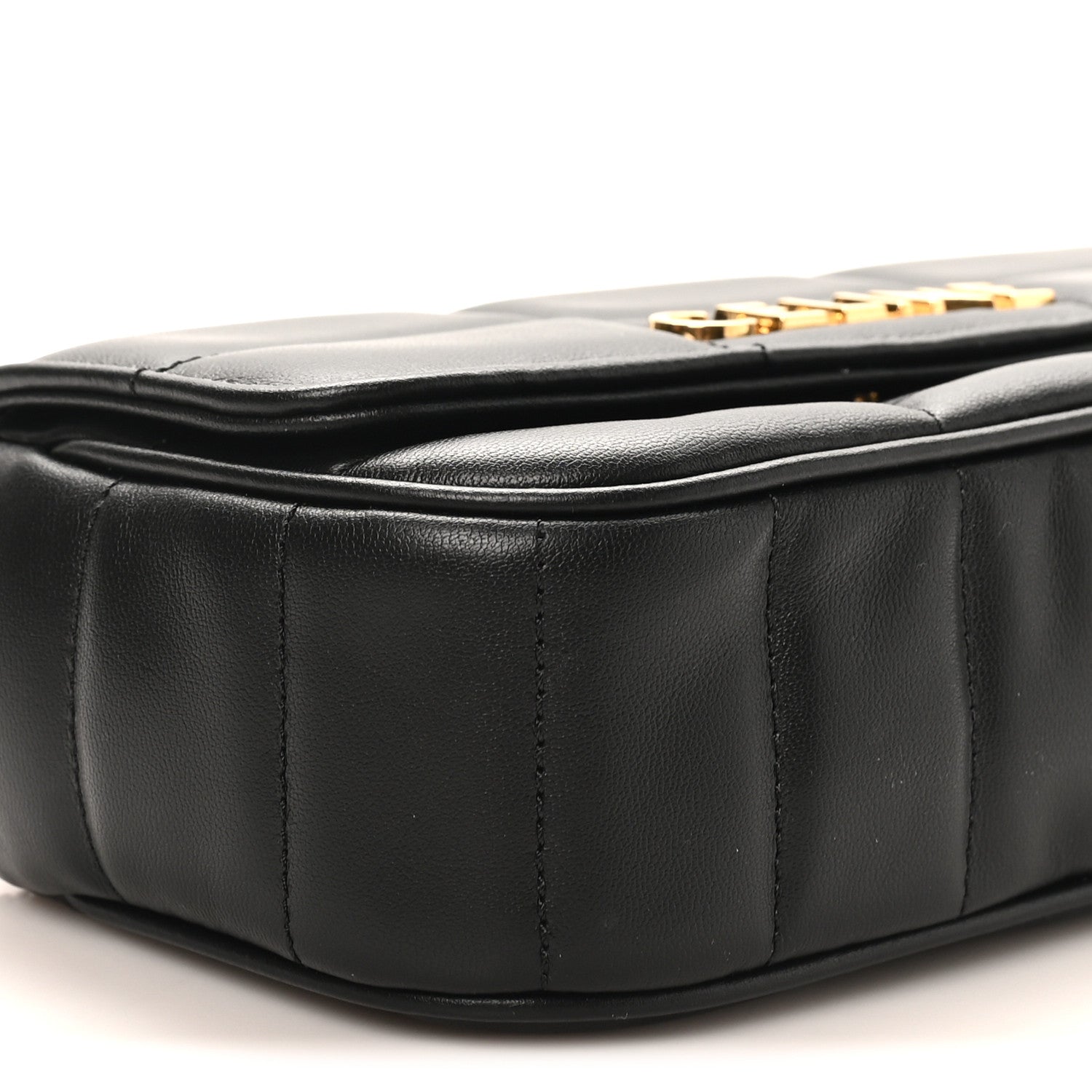 Goatskin Matelasse Mini Chain Shoulder Bag  Black