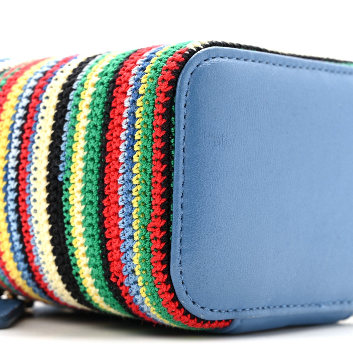 Lambskin Crochet Mini Vanity Case With Chain Blue Multicolor