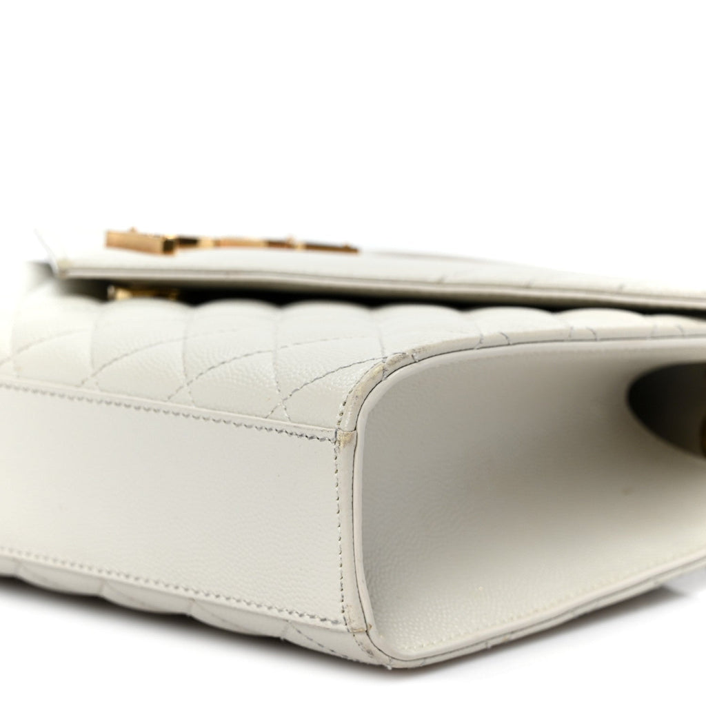 Grain De Poudre Textured Mixed Matelasse Medium Triquilt Monogram Satchel Crema Soft