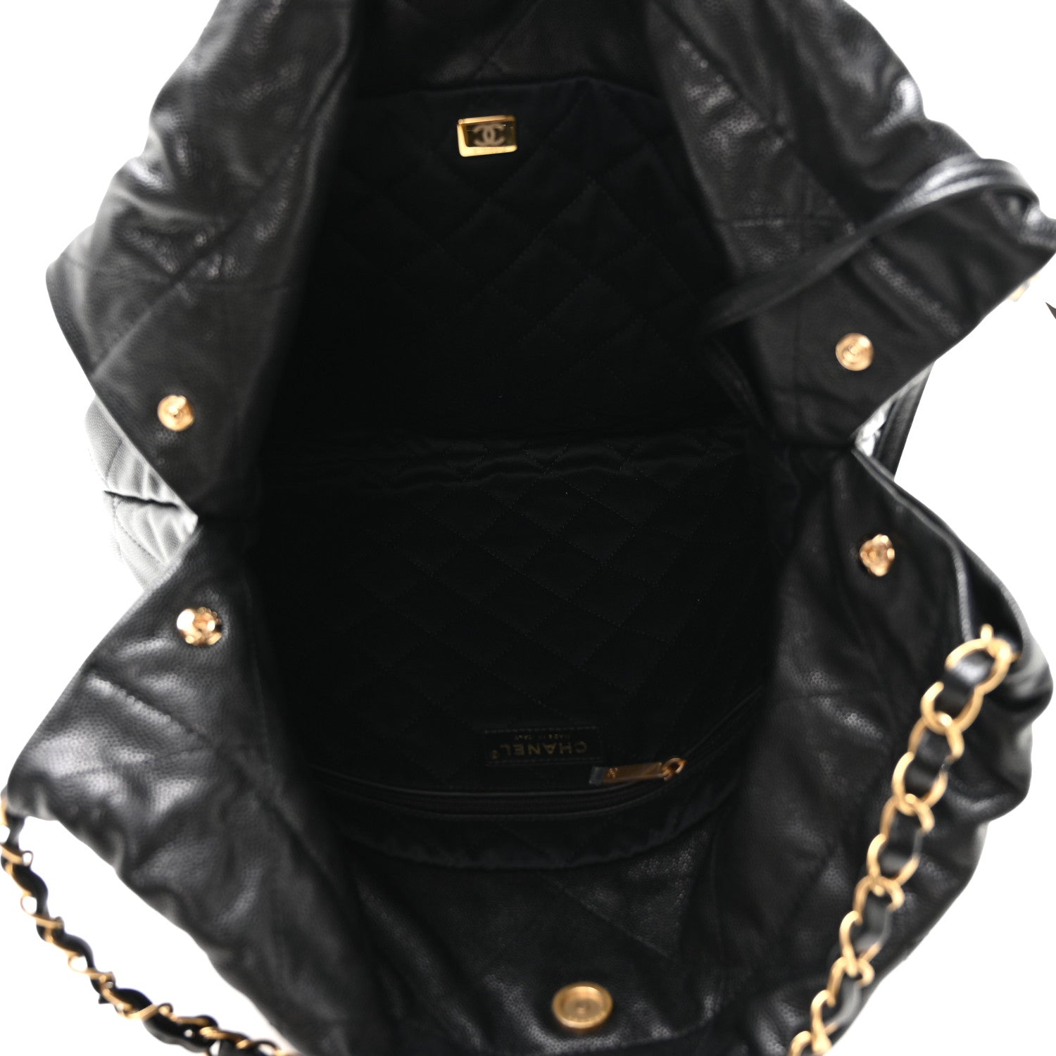 Shiny Caviar Quilted Monochrome Chanel 22 Black