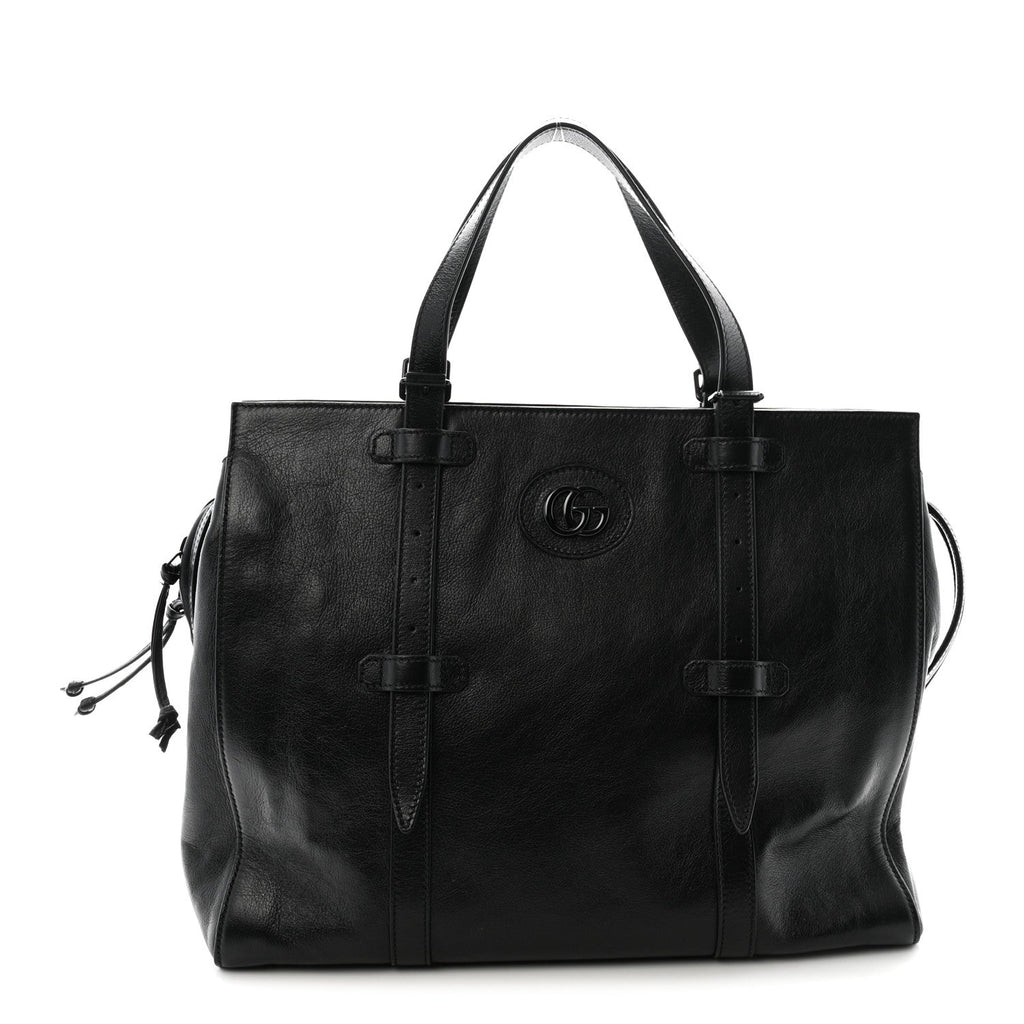 Piuma Lux Energy Monochrome Tonal GG Medium Tote Bag Black