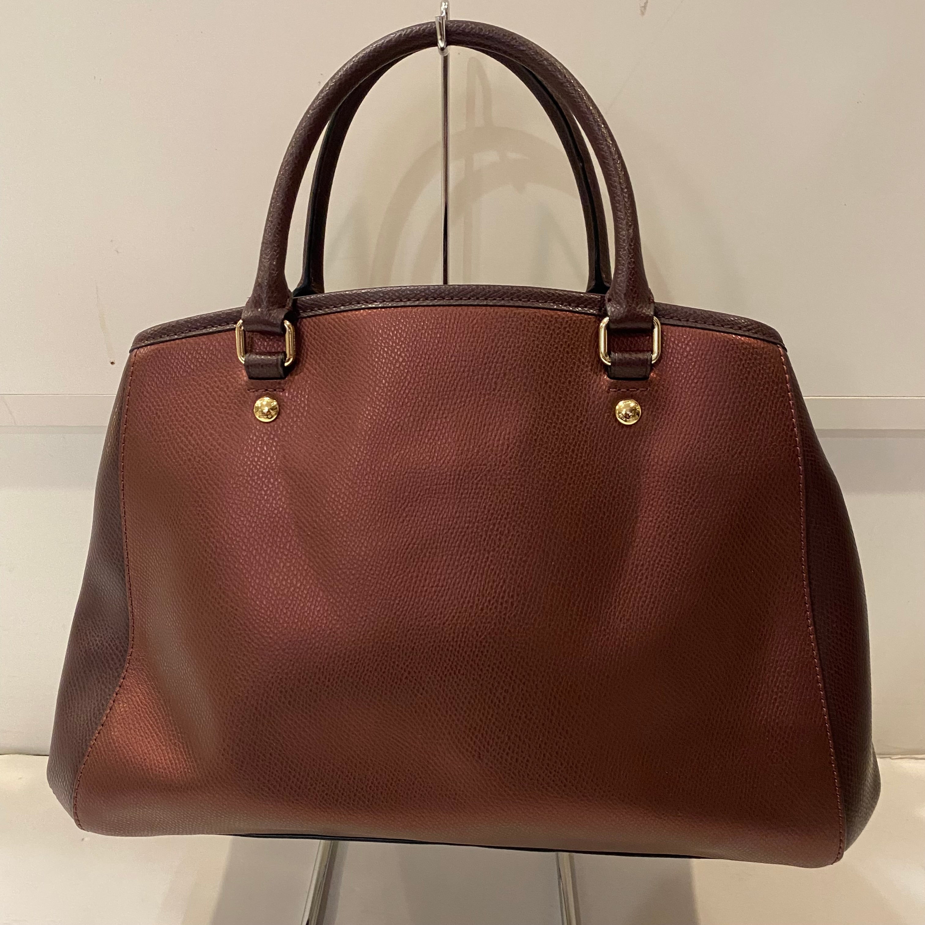 COACH Margot Carryall Metallic Burgundy Silver Handbag