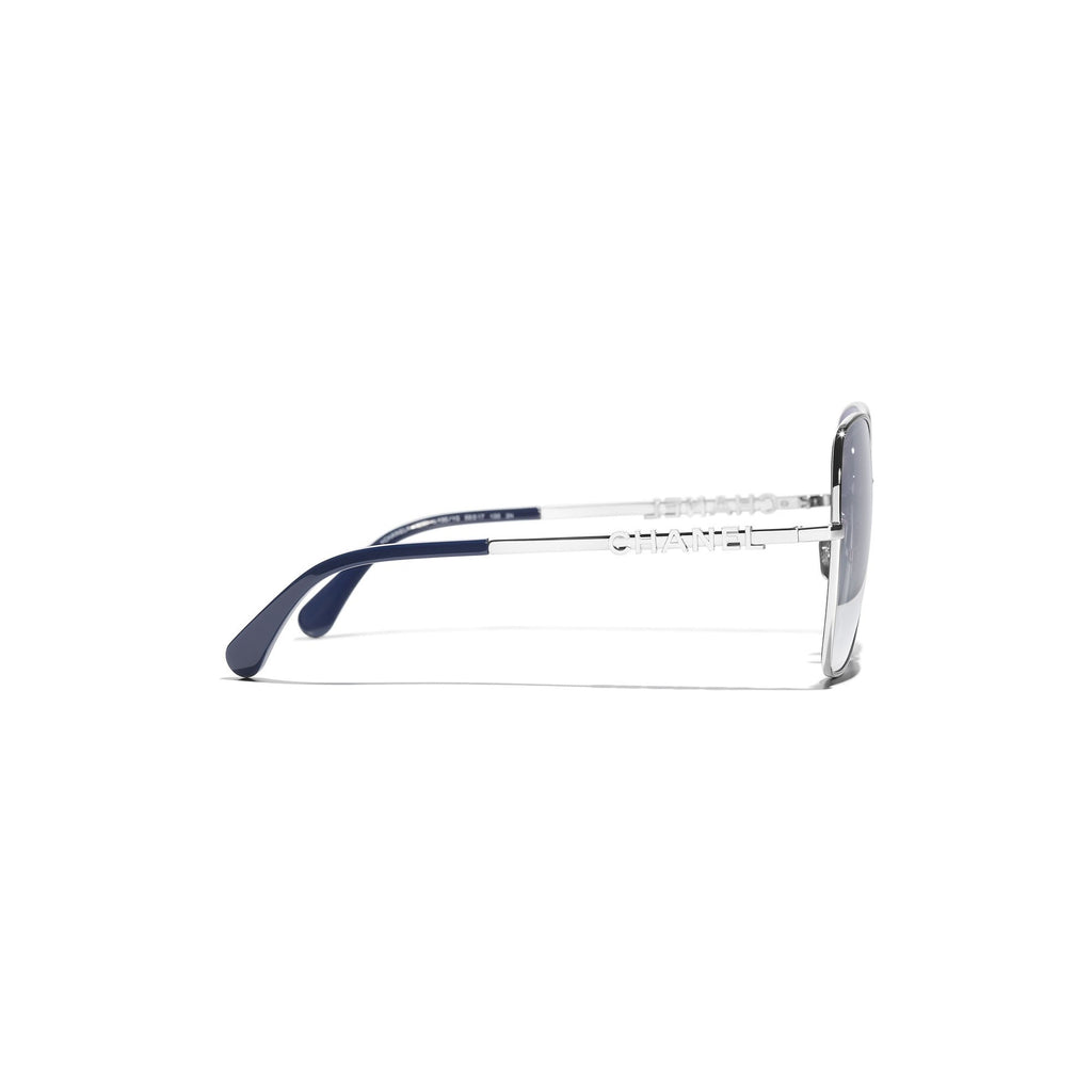 Silver Butterfly Pilot Sunglasses - Embellished Gradient Lens
