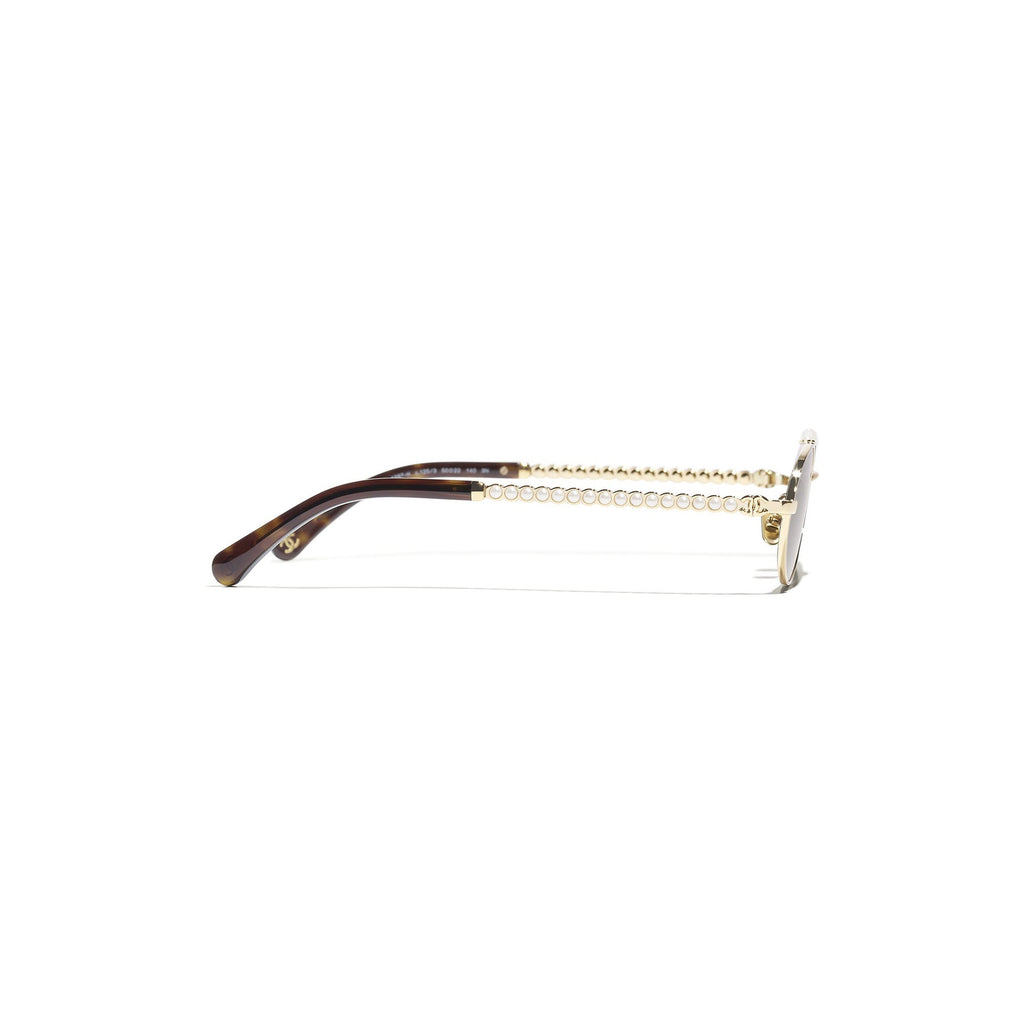 Embellished Oval Sunglasses - Gold & Brown