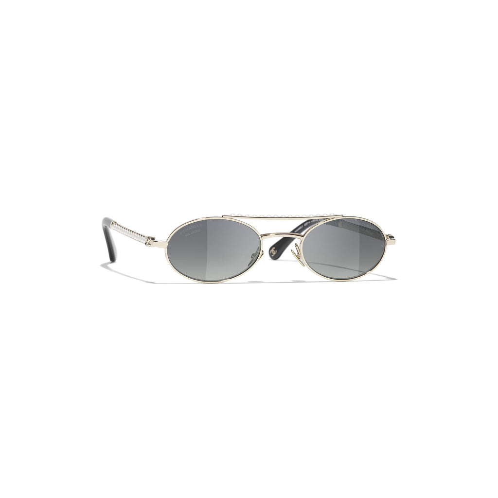 Embellished Oval Sunglasses - Gold & Black
