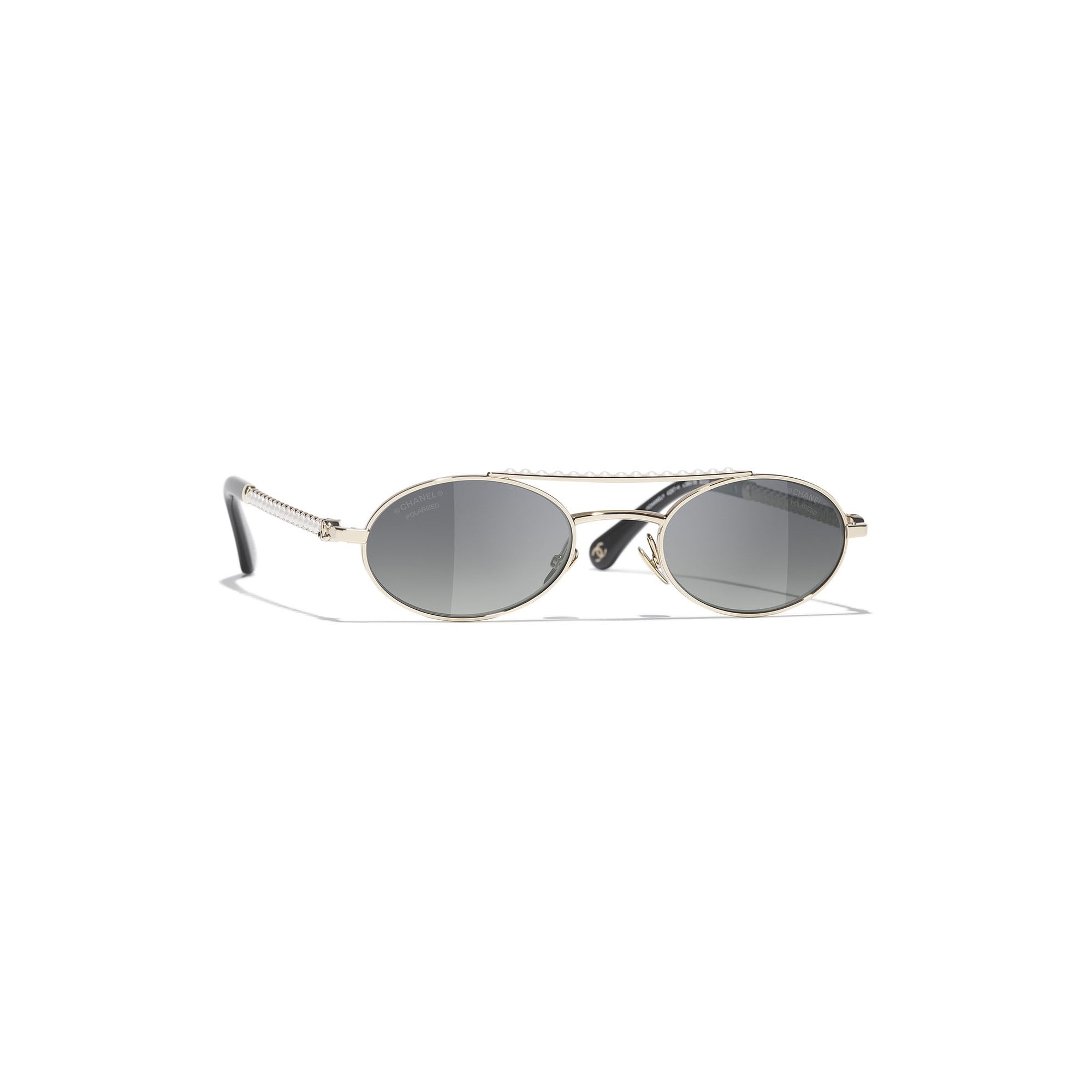 Embellished Oval Sunglasses - Gold & Black