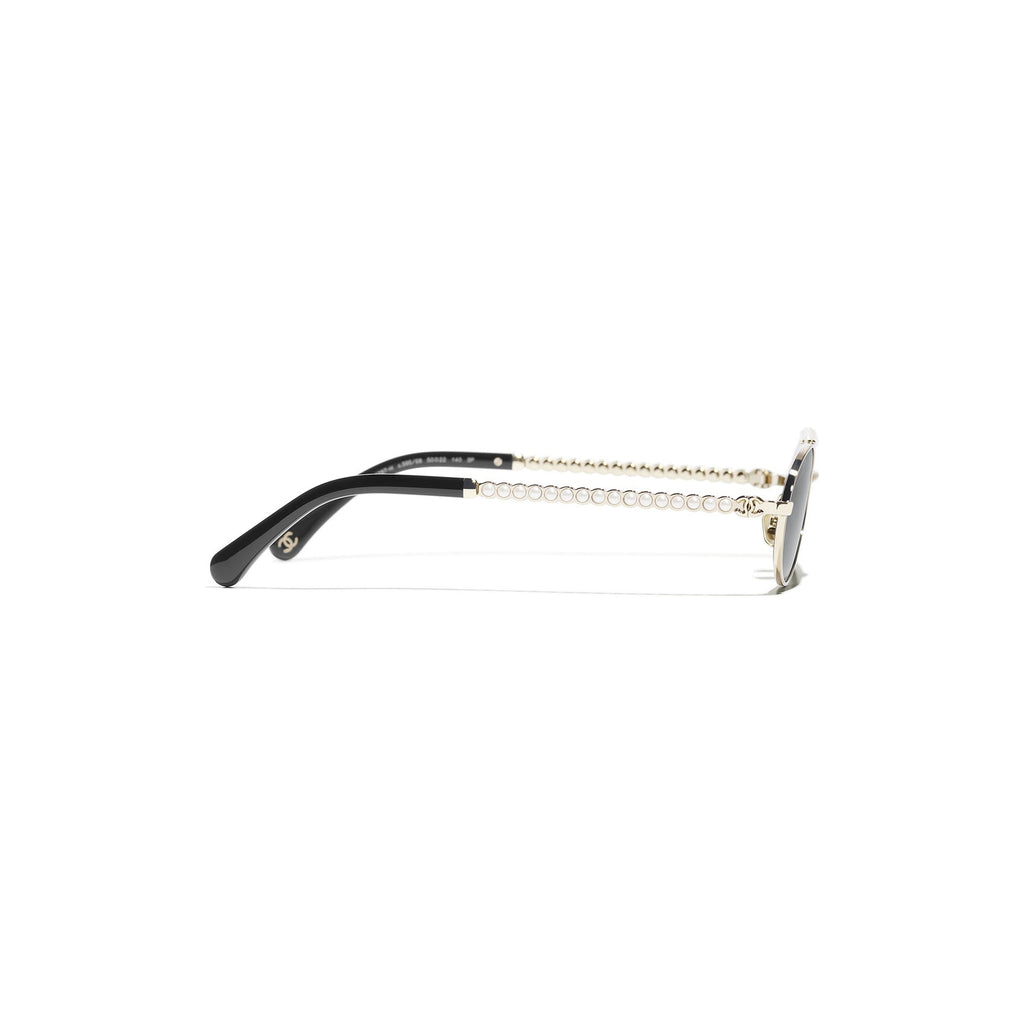 Embellished Oval Sunglasses - Gold & Black
