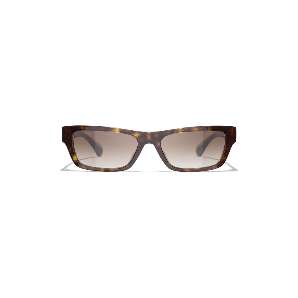 Crystal-Embellished Rectangular Sunglasses - Dark Tortoise