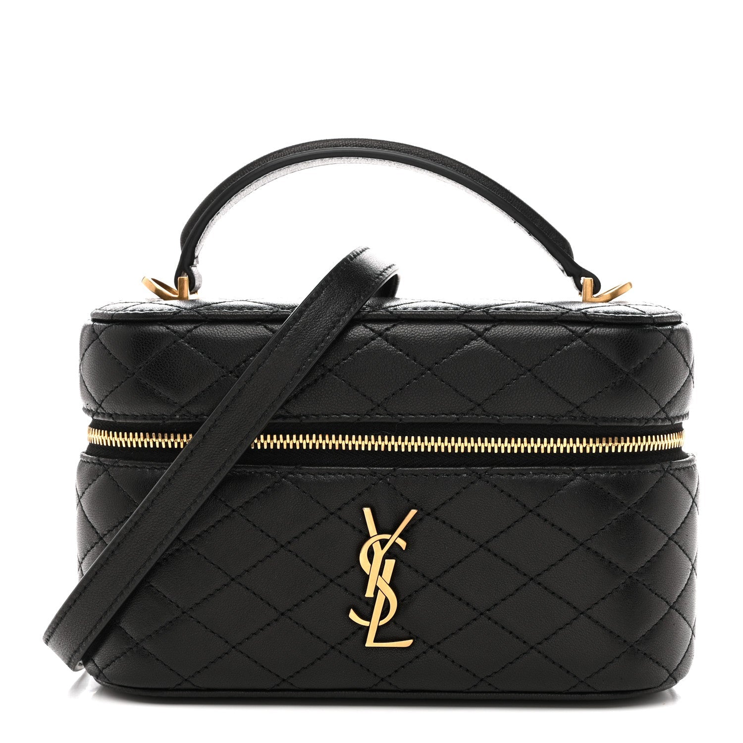 Lambskin Quilted Mini Gaby Vanity Case Black