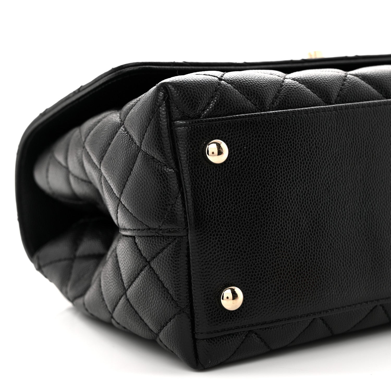 Caviar Quilted Small Coco Handle Flap Black