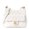 Caviar Quilted Wavy CC Hobo White