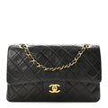 Lambskin Quilted Small Double Flap Black