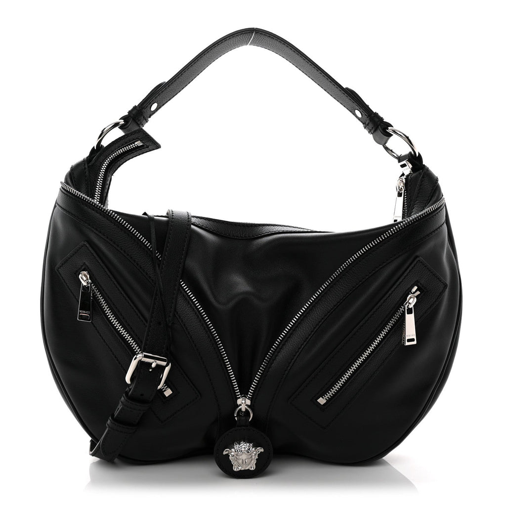 Calfskin Small Repeat Zip Hobo Black