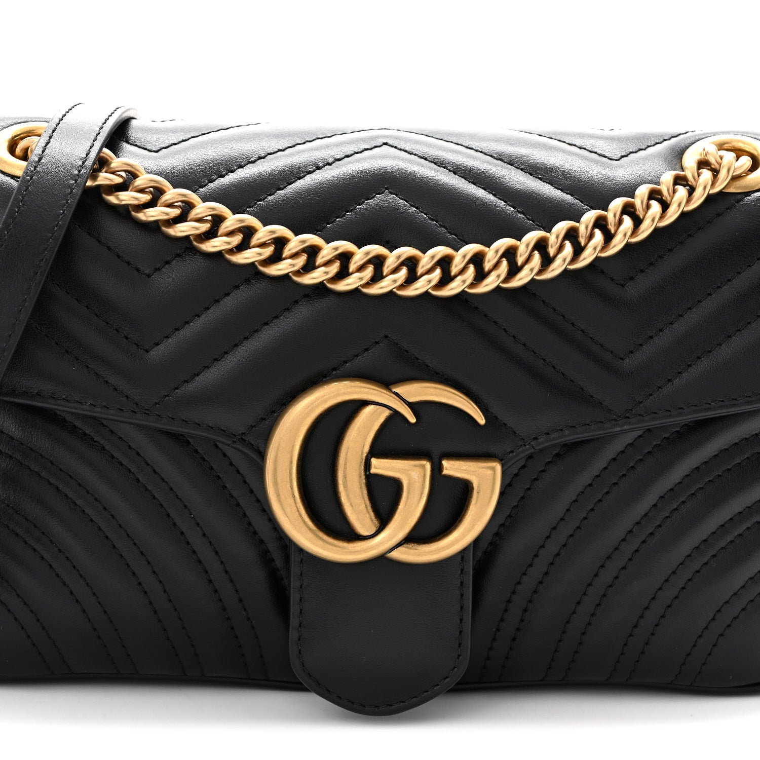 Calfskin Matelasse Small GG Marmont Shoulder Bag Black