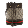 GG Supreme Monogram Web Mini Ophidia Bucket Bag Brown