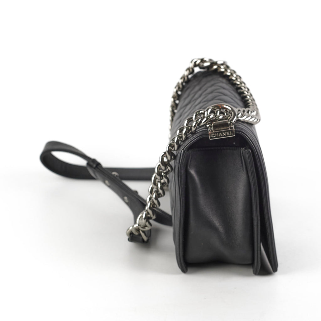 Chanel Old Medium Boy Black Lambskin