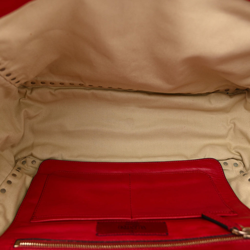Vitello Medium Rockstud Tote Rosso Valentino