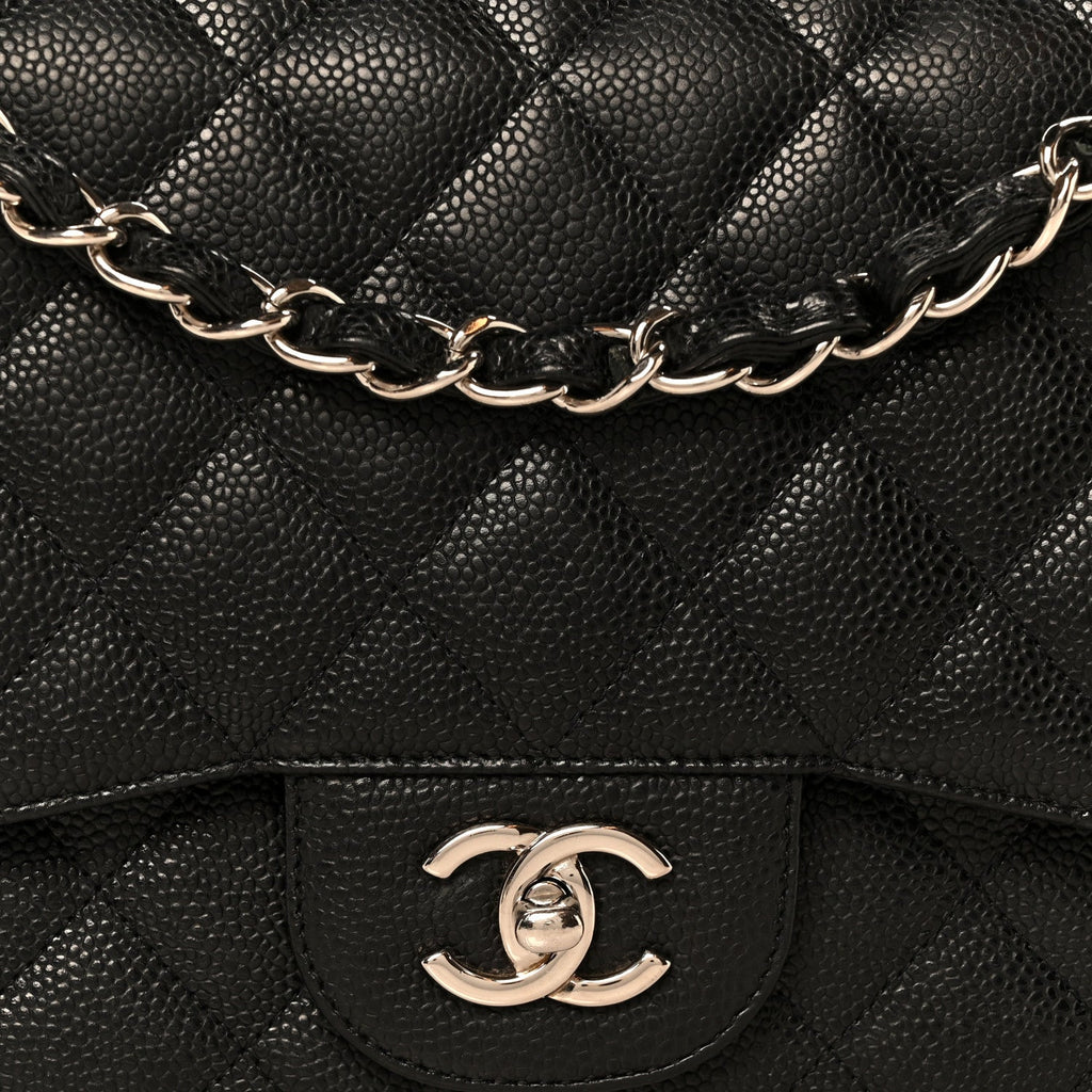 Caviar Quilted Jumbo Double Flap Black