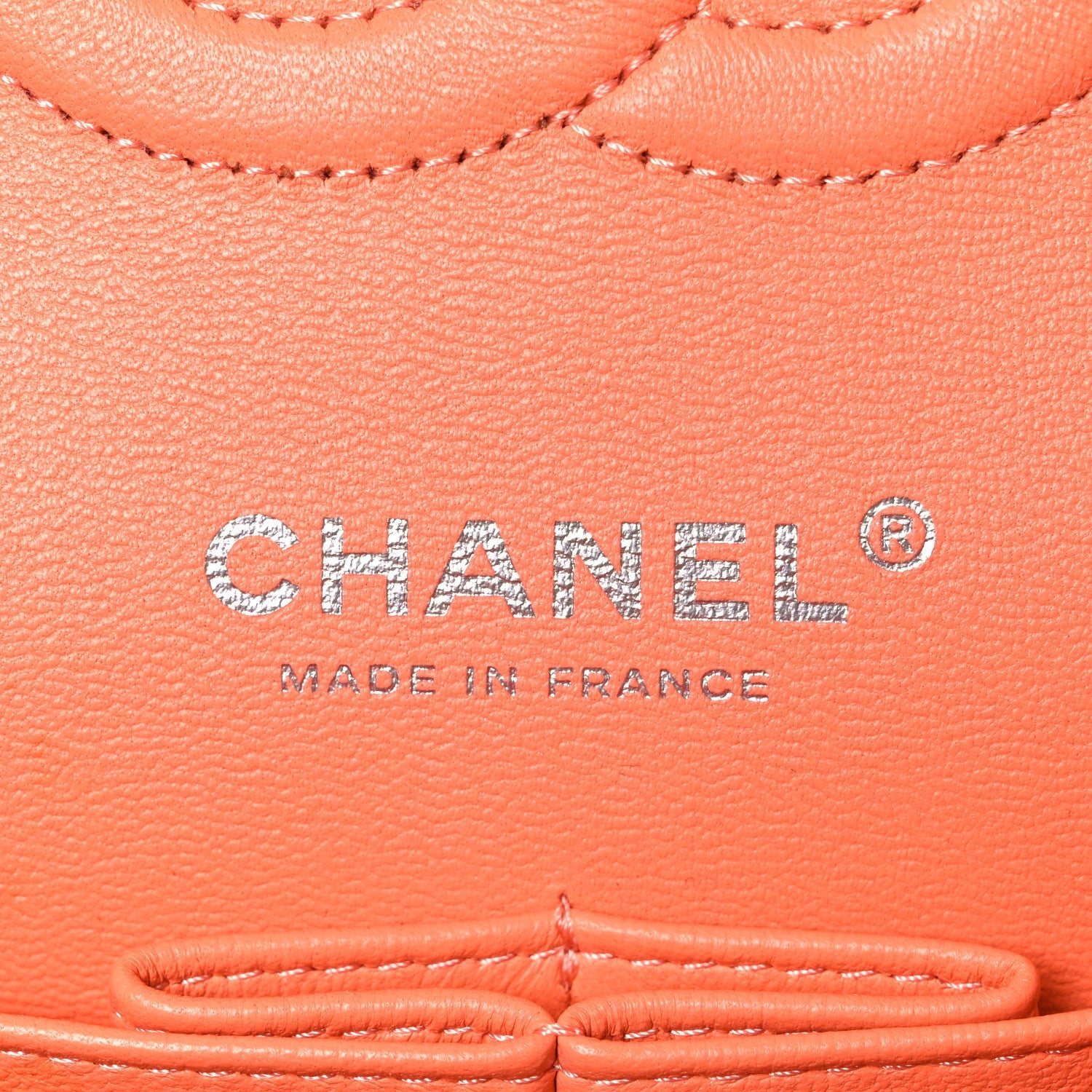 Lambskin Quilted Medium Double Flap Orange