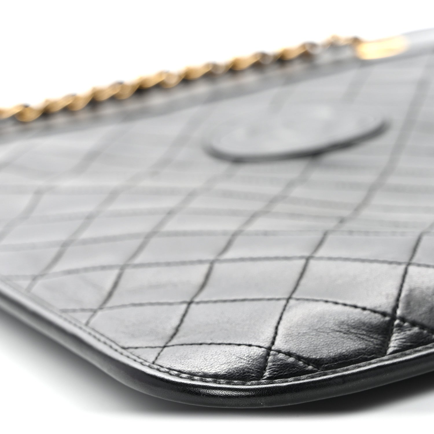 Lambskin Quilted CC Shoulder Bag Black