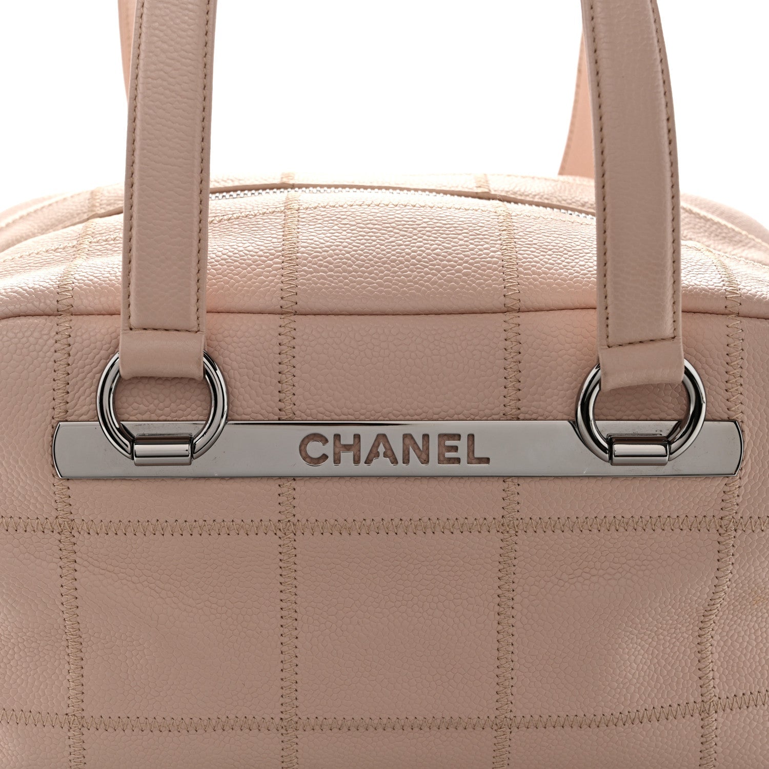 Caviar Square Stitched Bowler Pink