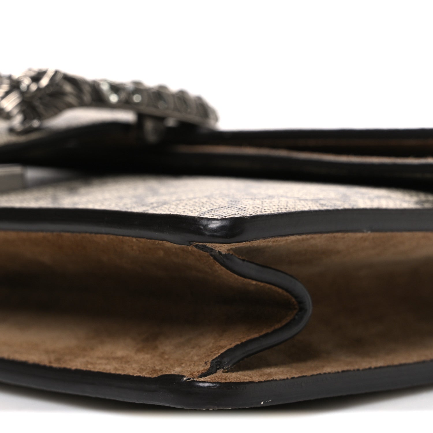 GG Supreme Monogram Suede Crystal Small Dionysus Shoulder Bag Beige Ebony Taupe
