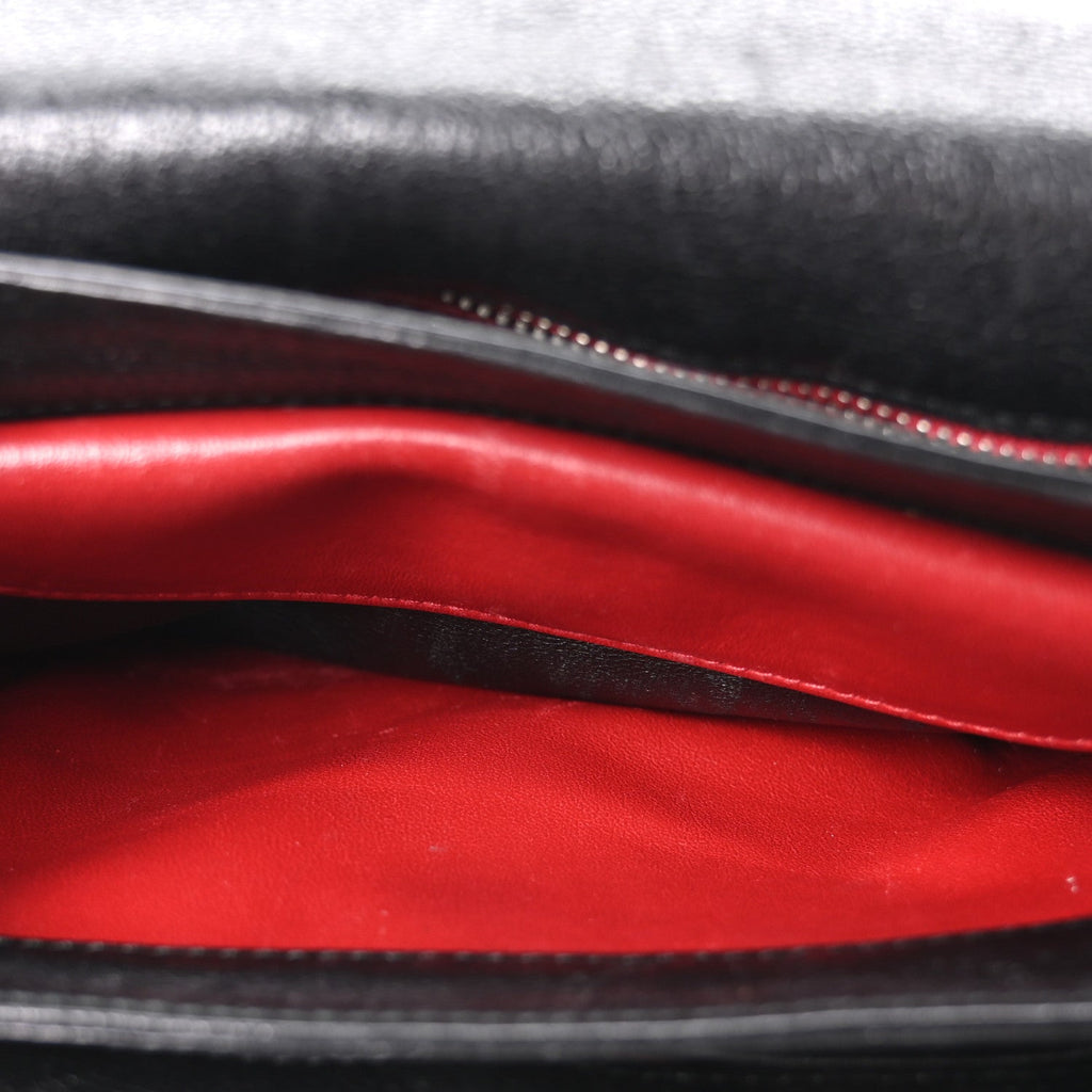 Grained Calfskin Saffiano Robot Shoulder Bag Black White