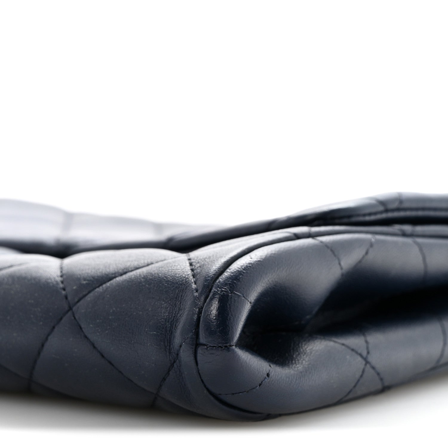 Lambskin Quilted Clutch with Chain Flap Navy
