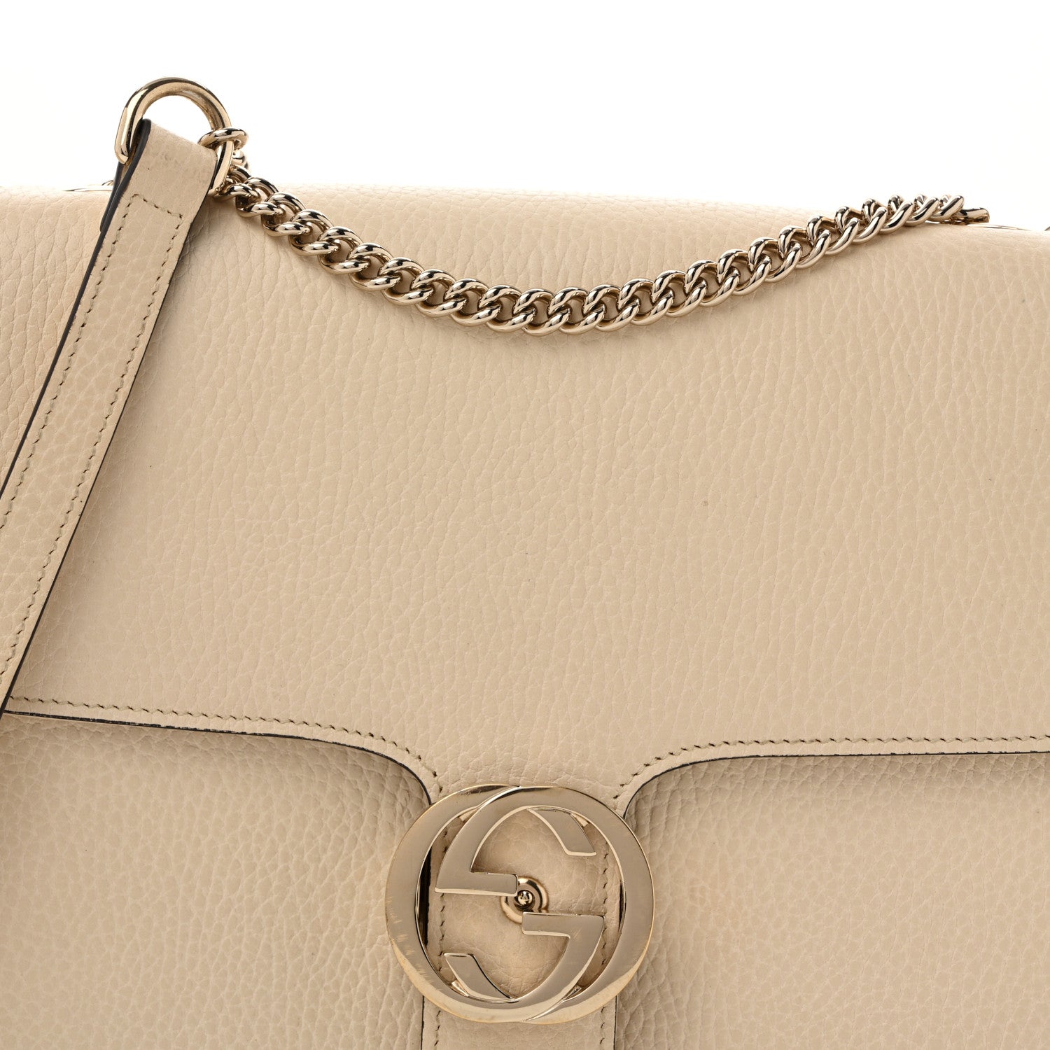 Dollar Calfskin Interlocking G Shoulder Bag Ivoire