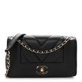Sheepskin Chevron Quilted Medium Vintage Mademoiselle Flap Black