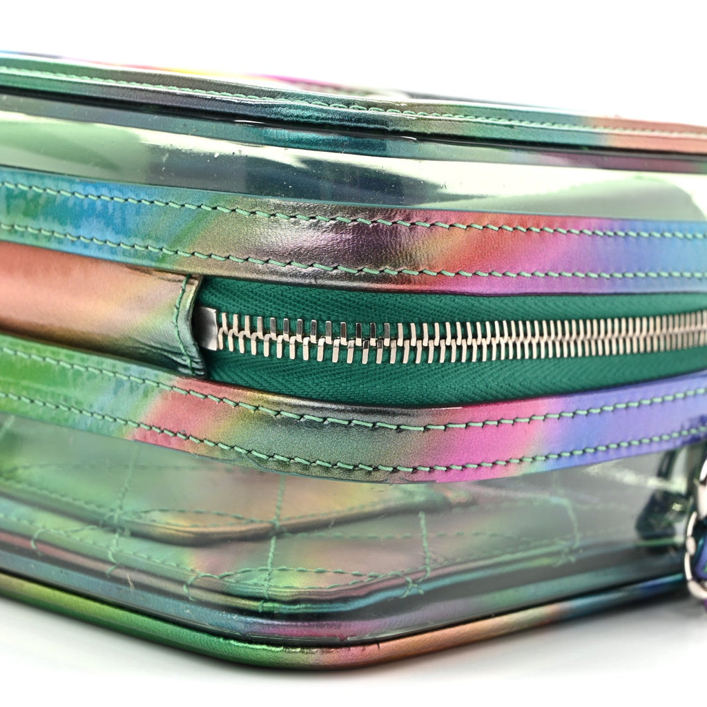 PVC Lambskin Filigree Small CC Filigree Vanity Case Green Multicolor