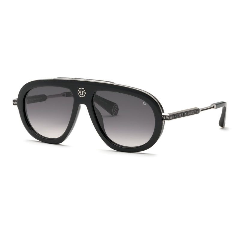 Philipp Plein Sunglasses Aviator Full Rim, Black Frame and Grey Gradient Lens SPP151V700Y