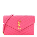 Grain De Poudre Matelasse Chevron Monogram Envelope Chain Wallet Fresh Fuchsia