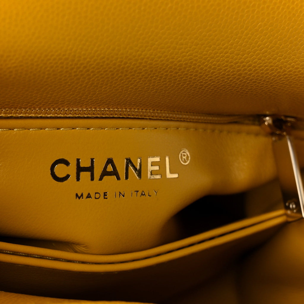 Caviar Quilted Mini Coco Handle Flap Yellow