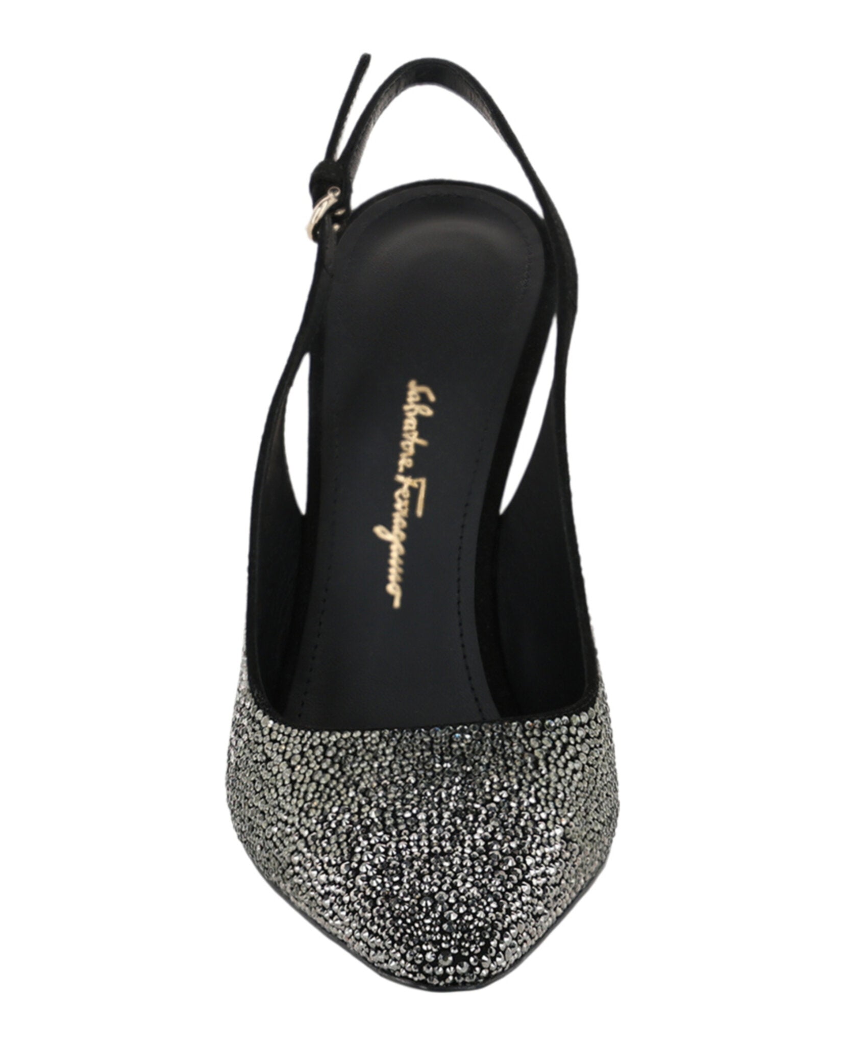 Ferragamo Womens Jessie Crystal-Embellished Slingback Pumps