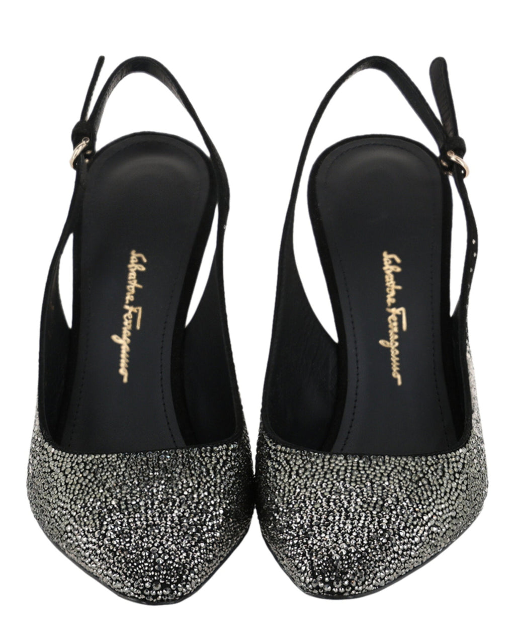 Ferragamo Womens Jessie Crystal-Embellished Slingback Pumps
