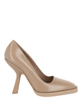 Ferragamo Womens Anser X5 Leather Pumps BEIGE WHITE
